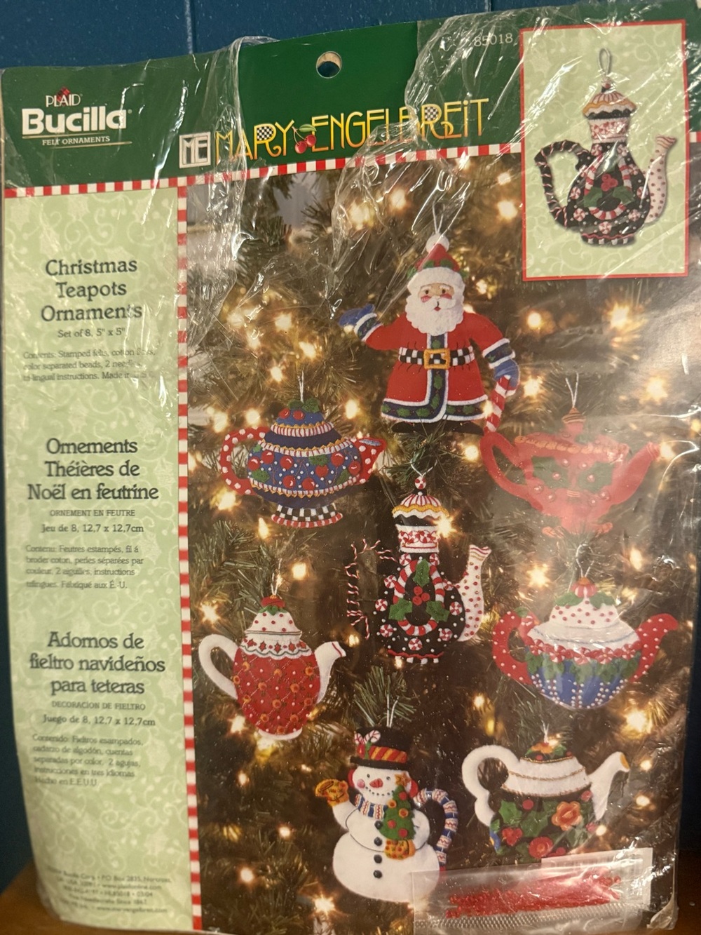 Bucilla Mary Engelbreit Christmas Teapots Ornaments Kit 85018